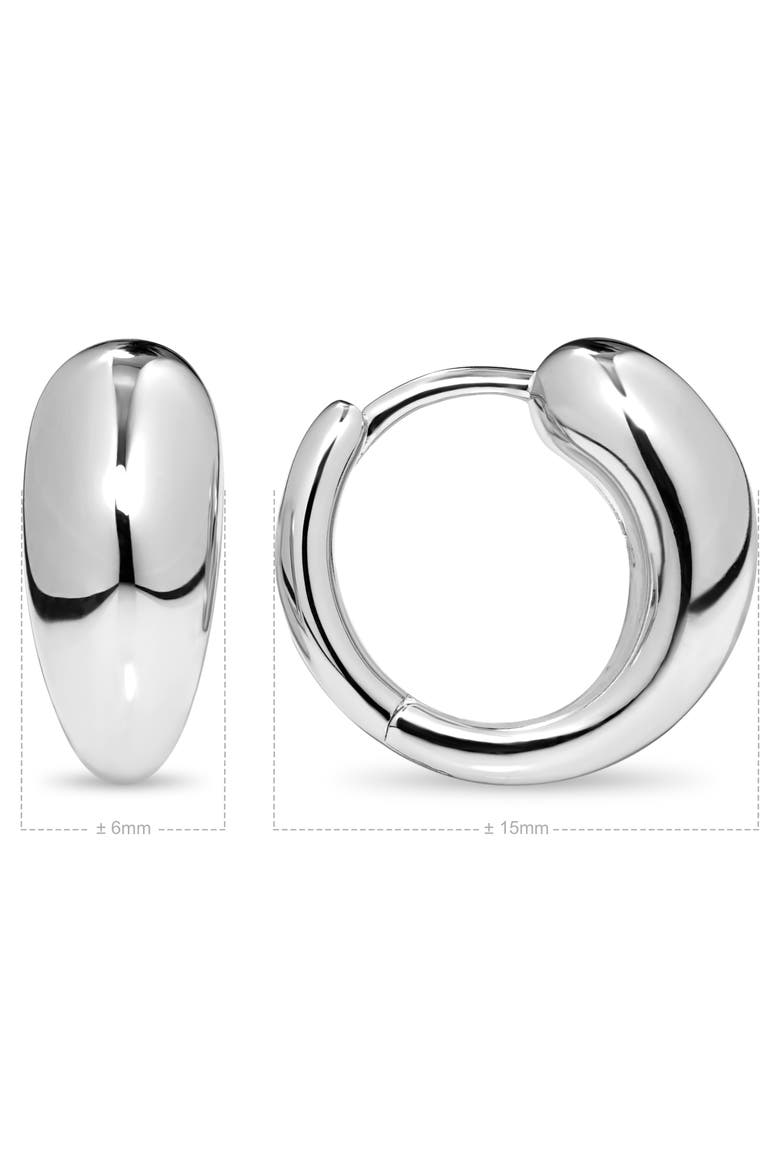 Teardrop Hoop Earrings in Rhodium Plated Sterling Silver, Alternate, color, Silver