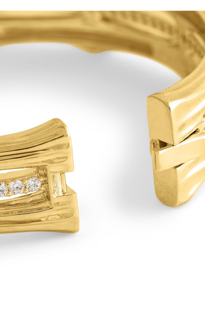 Anabel Aram Jewelry Bamboo Texture Stack Bangle, Alternate, color, 18K Gold White Cz Stone