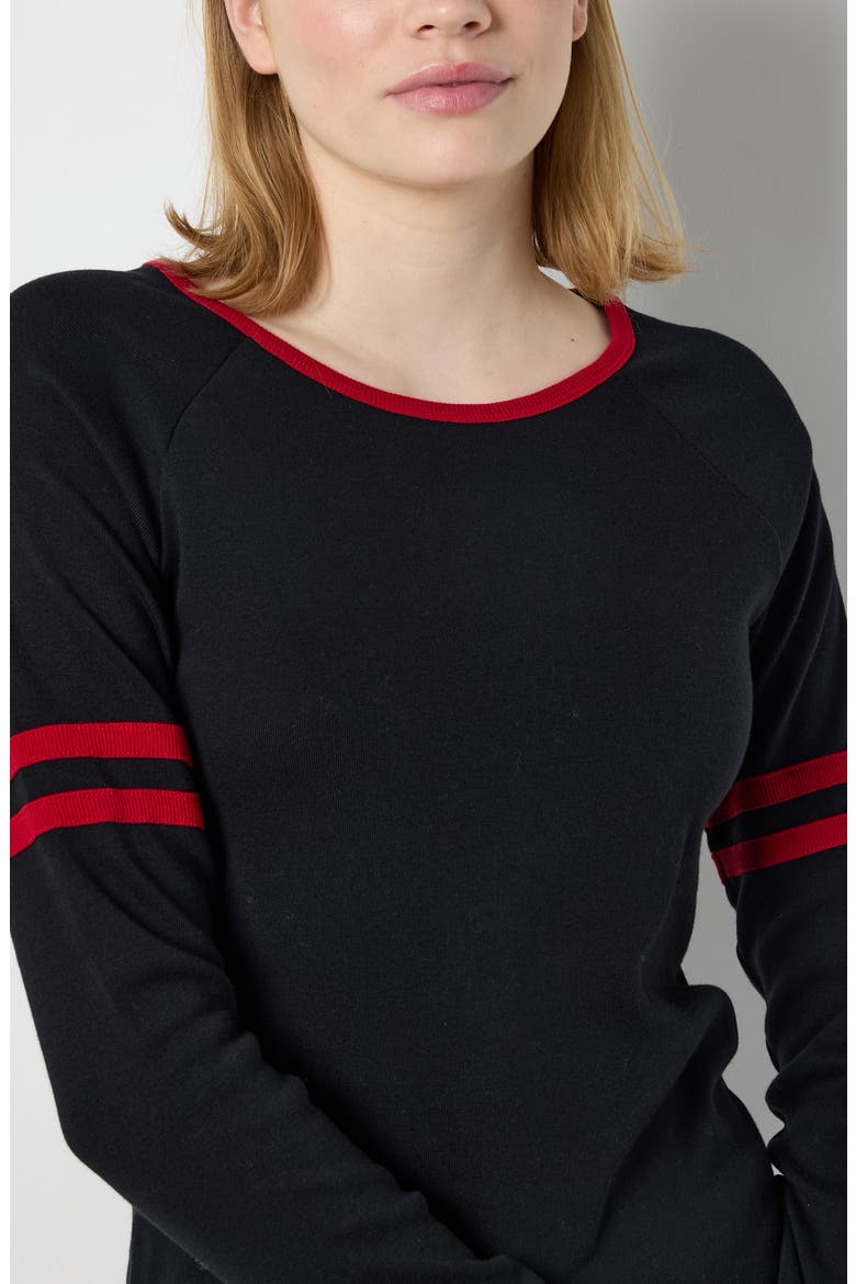 Kimana Stripe Raglan Sleeve Organic Cotton Top, Alternate, color, BLACK DETAIL RED