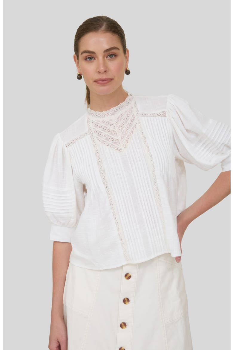 Lace Trim Puff Sleeve Top (Women) | Nordstrom