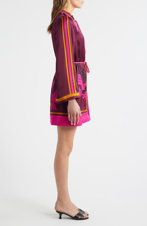 Ciebon Timber Placed Floral Long Sleeve Minidress In Multi