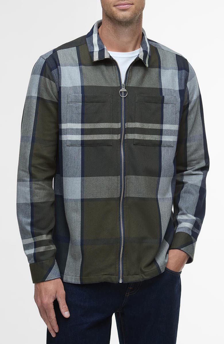 Barbour Lannich Tartan Cotton Twill Zip-Up Shirt Jacket, Main, color, Fernwood Tartan