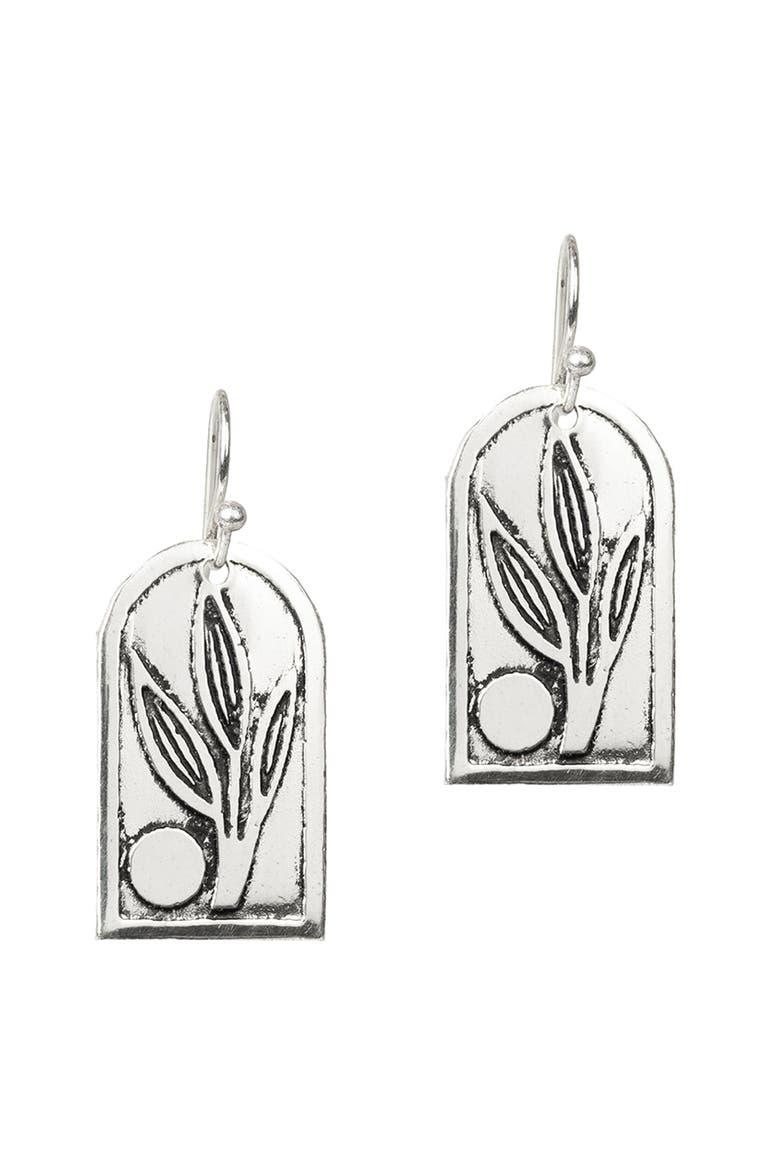 Patra Leaf Drop Earrings, Main, color, Silver