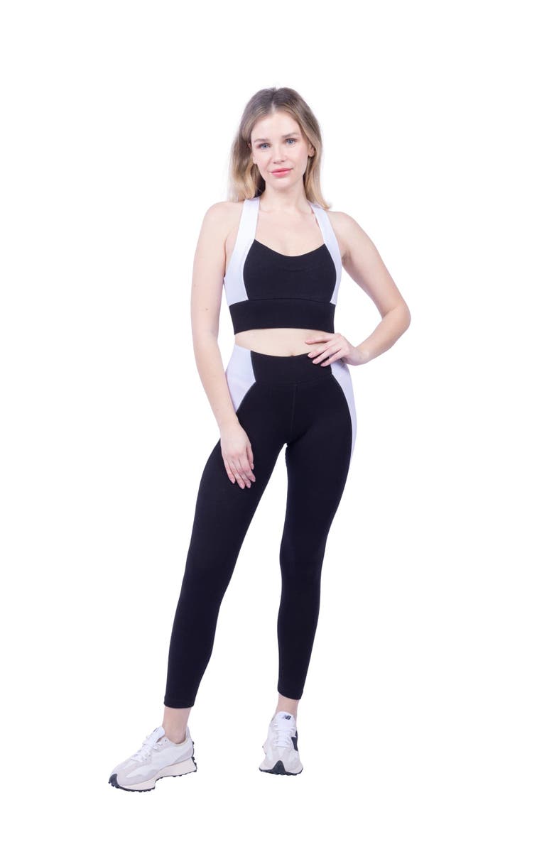 Lezat Neda Colorblock Organic Cotton High Waisted Legging, Alternate, color, Black