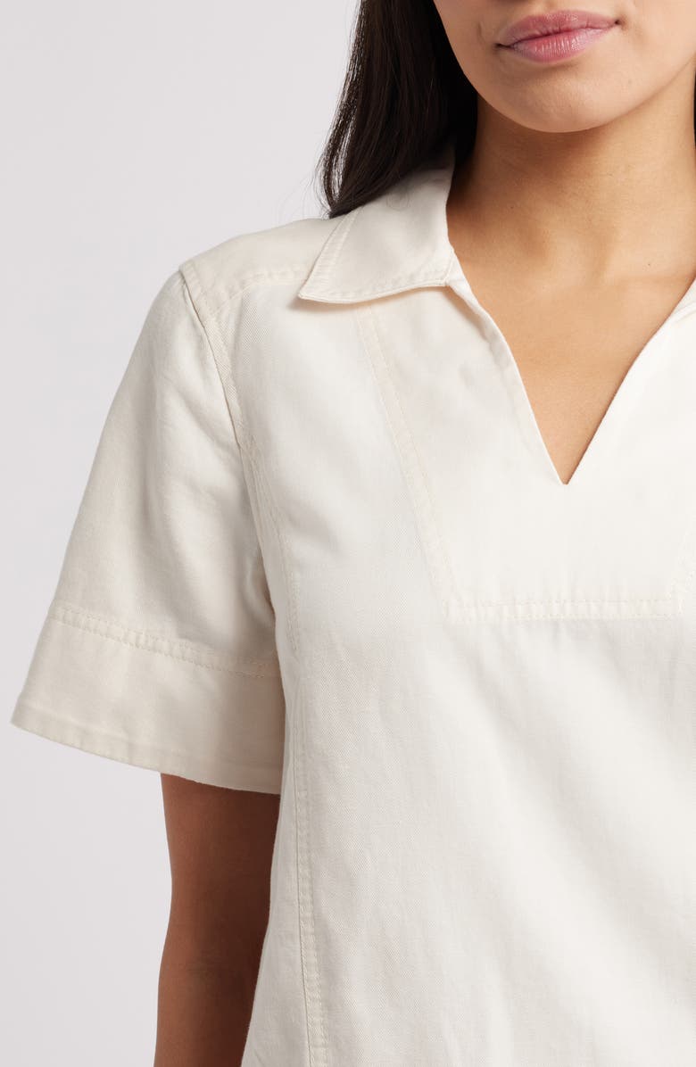 Tommy Bahama Utility Twill Short Sleeve Cotton & Linen Shift Dress, Alternate, color, Coconut