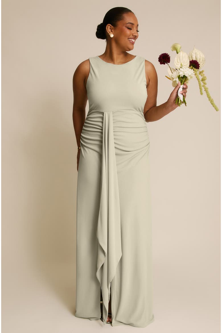Drape Gathered Sleeveless Stretch, Alternate, color, Sage