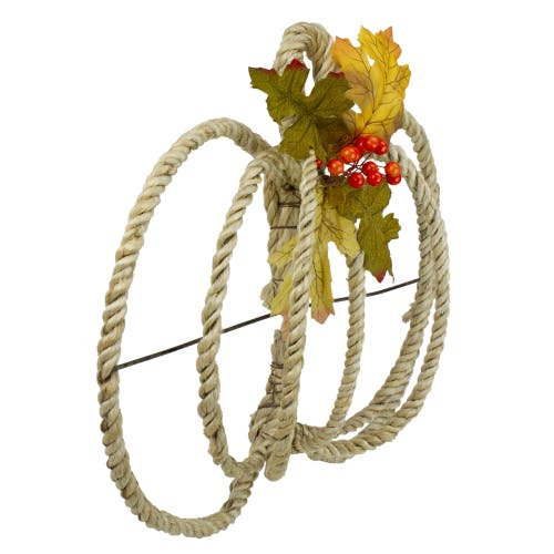 Northlight Autumn Foliage And Rope Pumpkin Fall Harvest Wall Decoration In Green