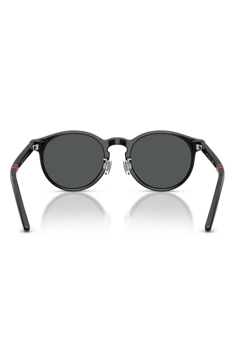 Polo Ralph Lauren 50mm Round Sunglasses, Alternate, color, Shiny Black / Dark Grey