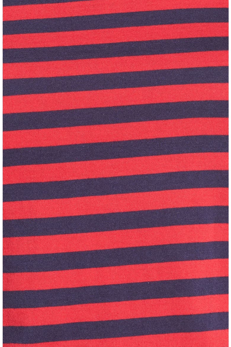 Sleeveless Cotton Blend Knit Drawstring Waist Dress, Alternate, color, NAVY- RED STRIPE