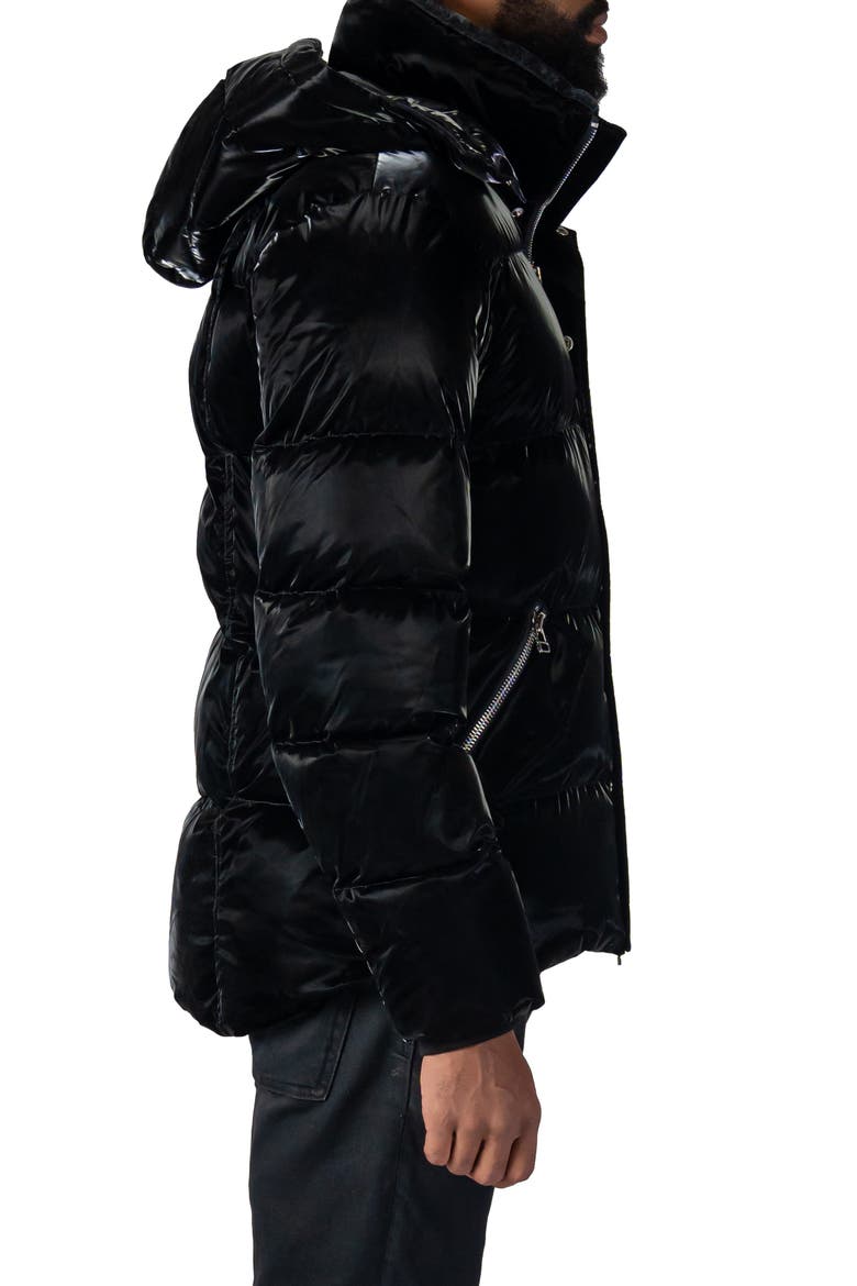 Men's Bumnester 3/4 Length Quilted Coat, Alternate, color, ALL WET BLACK