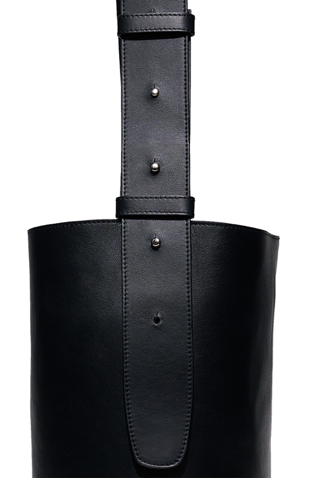 Lié Studio Norma Leather Bucket Tote, Alternate, color, Solid Black