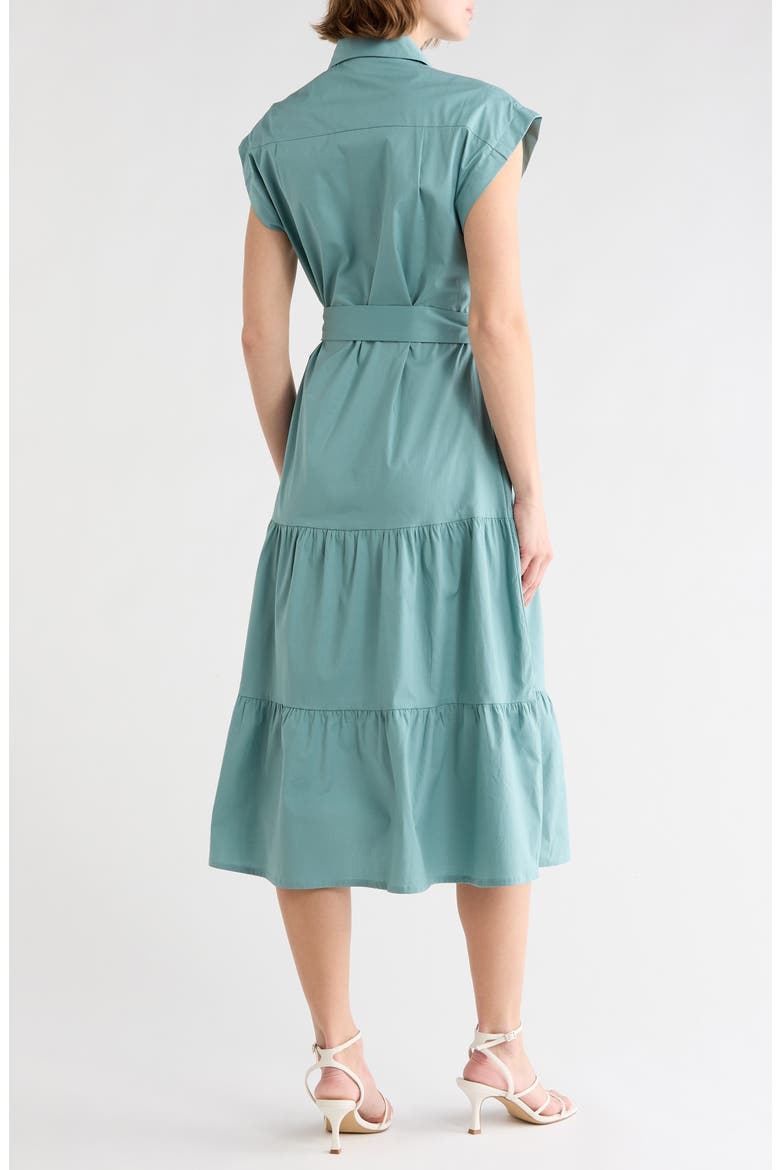 Tie Waist Stretch Cotton Shirtdress, Alternate, color, MINERAL BLUE