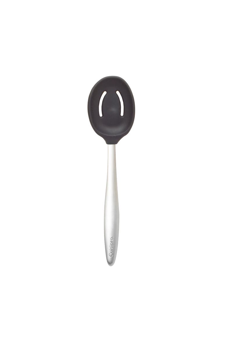 CUISIPRO 8-Inch Silicone Piccolo Slotted Spoon, Main, color, Black