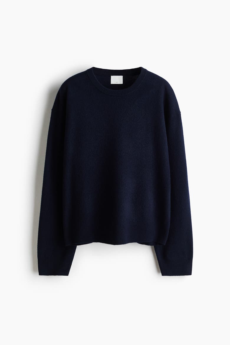 Oversized Wool Sweater, Alternate, color, Navy blue