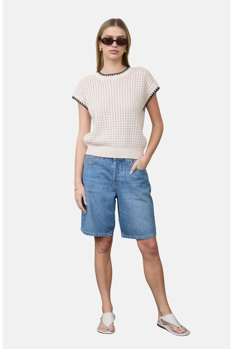 Open Knit Short Sleeve Sweater, Alternate, color, LIGHT KHAKI