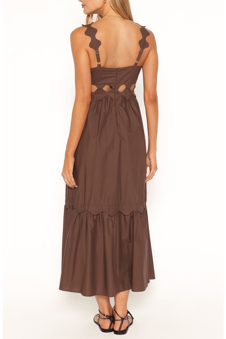 Dixie Scalloped Cutout Cotton Maxi Dress, Alternate, color, BROWN