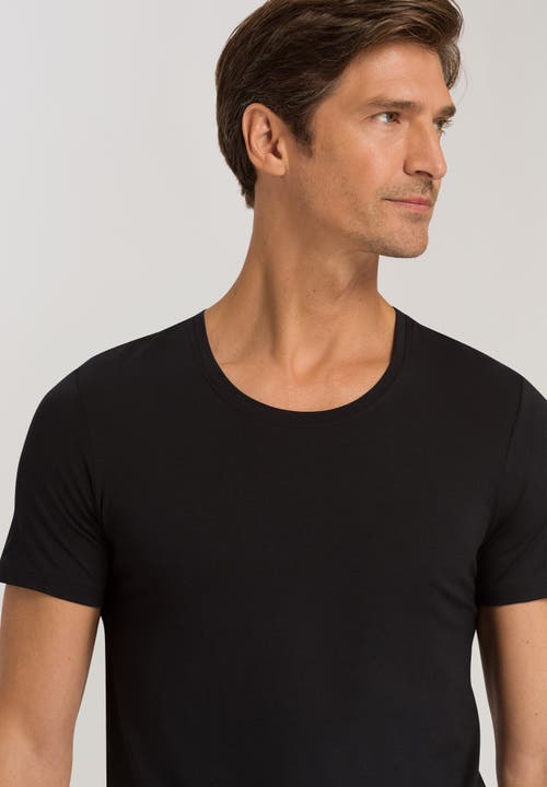 Hanro Cotton Superior Cotton Crew Neck T-shirt In Black