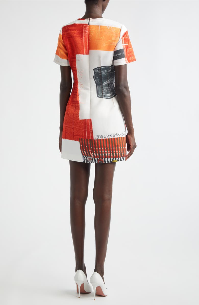 Jason Wu Collection Collage Print Matte Duchesse Satin Minidress, Alternate, color, Red Multi