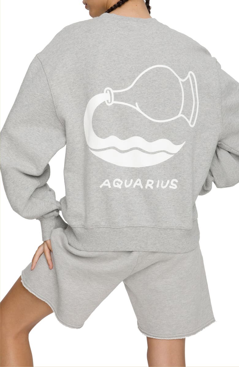 Good American Oversize Zodiac Crewneck Graphic Sweatshirt, Alternate, color, 