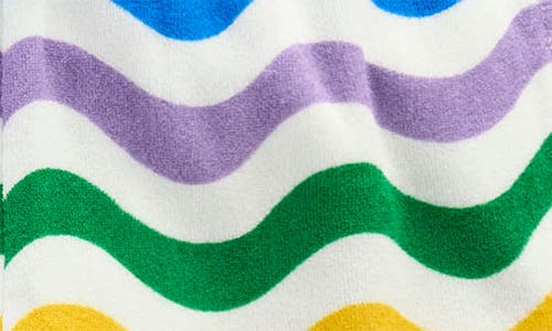 Shop Mini Boden Kids' Wave Stripe Terry Cloth Pull-on Pants In White Multi Wave