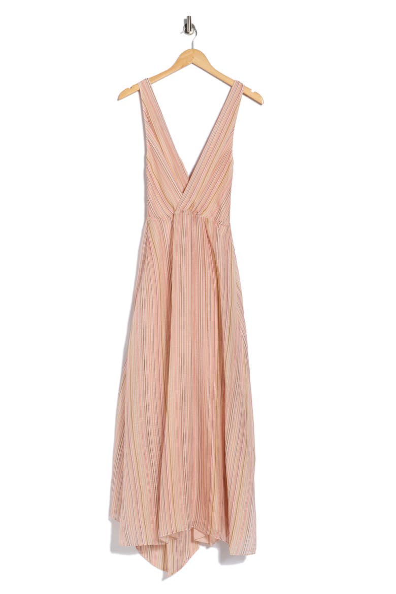 Anna Stripe Sleeveless Linen & Silk Dress, Alternate, color, PEACH MULTI