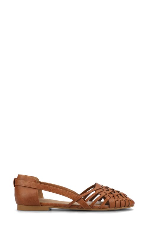 Journee Collection Journee Ekko Weave Flat In Cognac