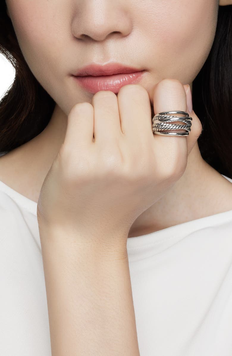 David Yurman Crossover Ring, Alternate, color, Silver