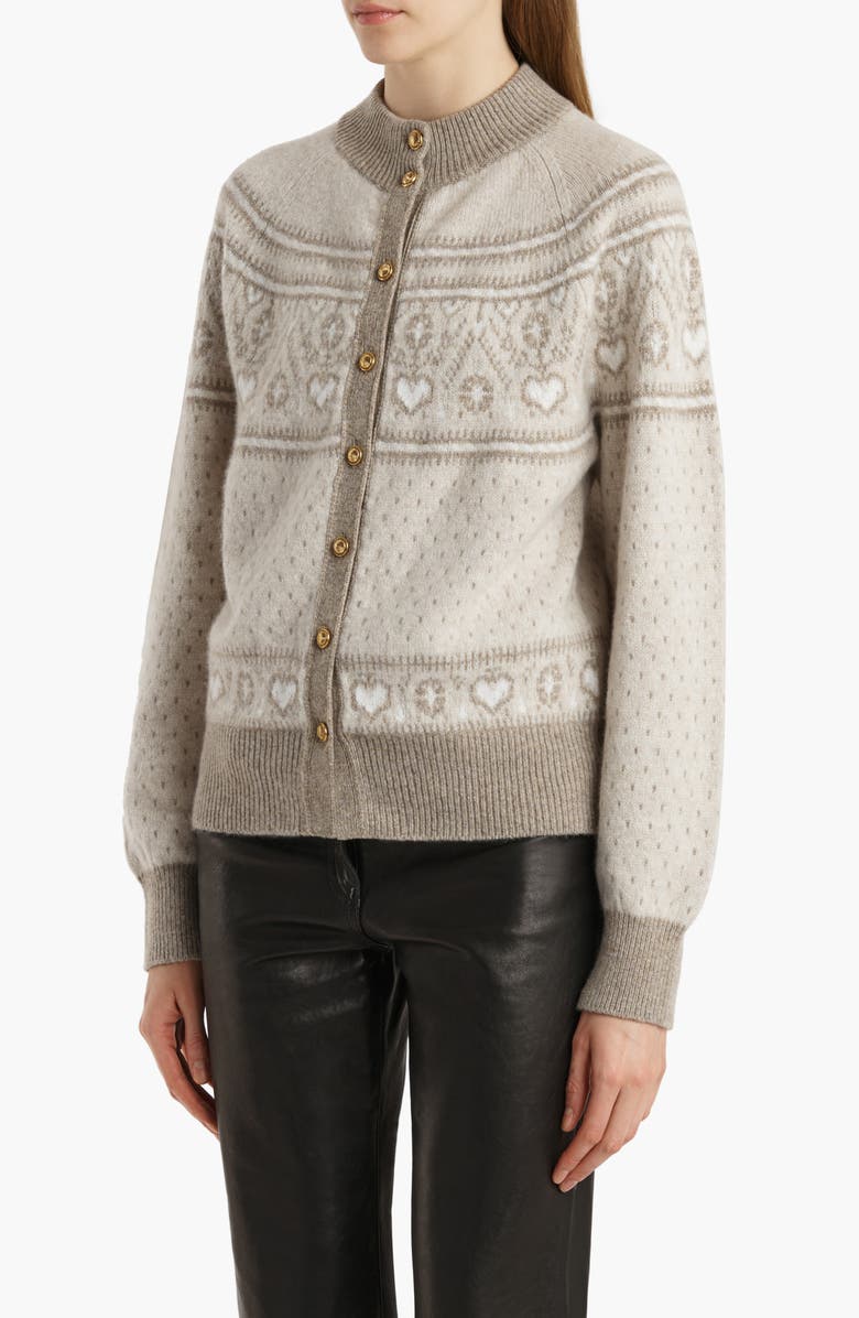 Khaite Marc Fair Isle Cashmere Cardigan, Alternate, color, Ecru Multi