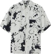 AllSaints Giron Floral Linen & Cotton Short Sleeve Button-Up Shirt