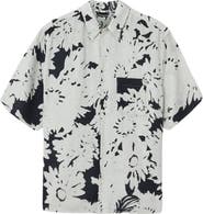 AllSaints Giron Floral Linen & Cotton Short Sleeve Button-Up Shirt