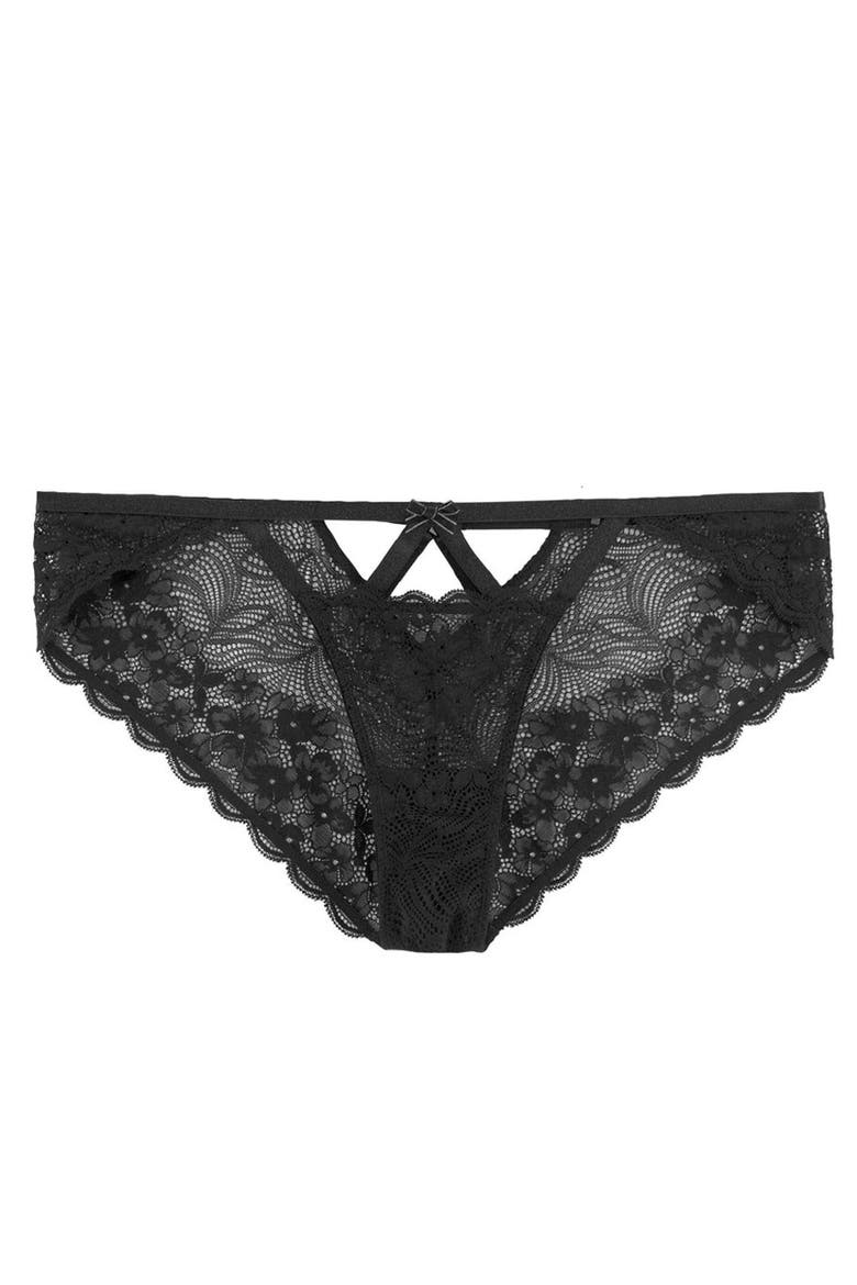 Women's Lace Bralette & Panty Set, Alternate, color, Black & Silver