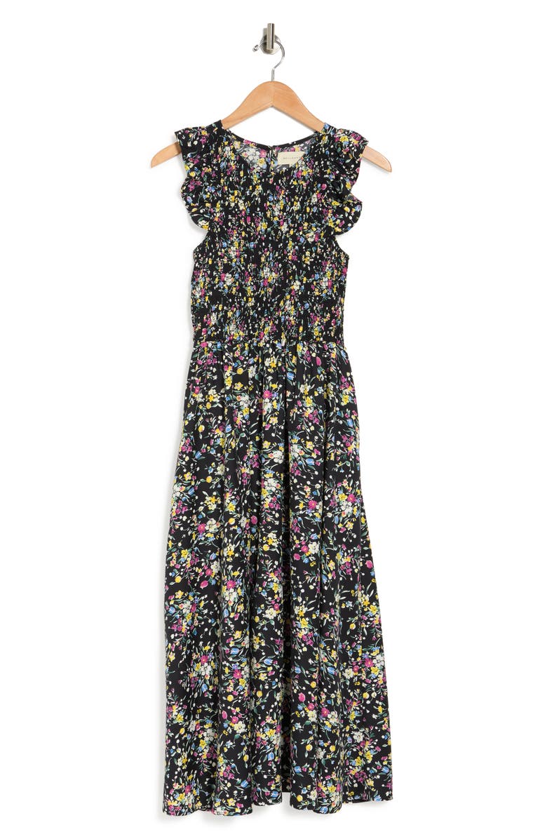 MELLODAY Smock Print Sleeveless Maxi Dress, Alternate, color,