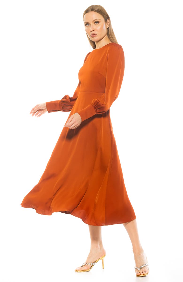 Alexia Admor Sophie Long Sleeve Fit & Flare Maxi Dress, Alternate, color, Camel