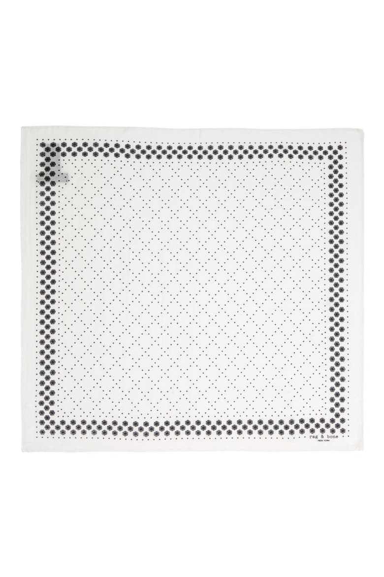 Medallion Bandana Silk Blend Scarf, Alternate, color, WHITE MULTI