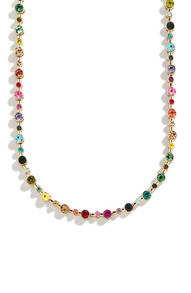 BaubleBar Round Bezel Tennis Necklace, Alternate, color, Gold Multi