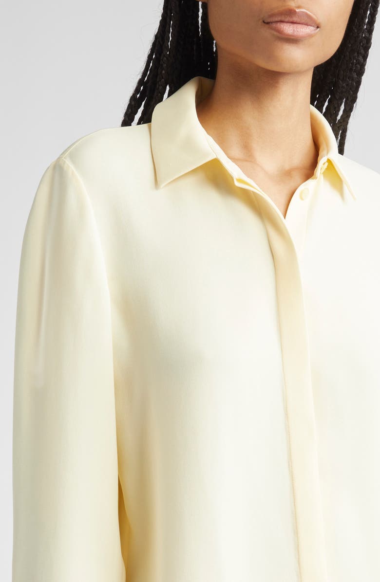 Lafayette 148 New York Scottie Silk Button-Up Blouse, Alternate, color, Yellow Chalk
