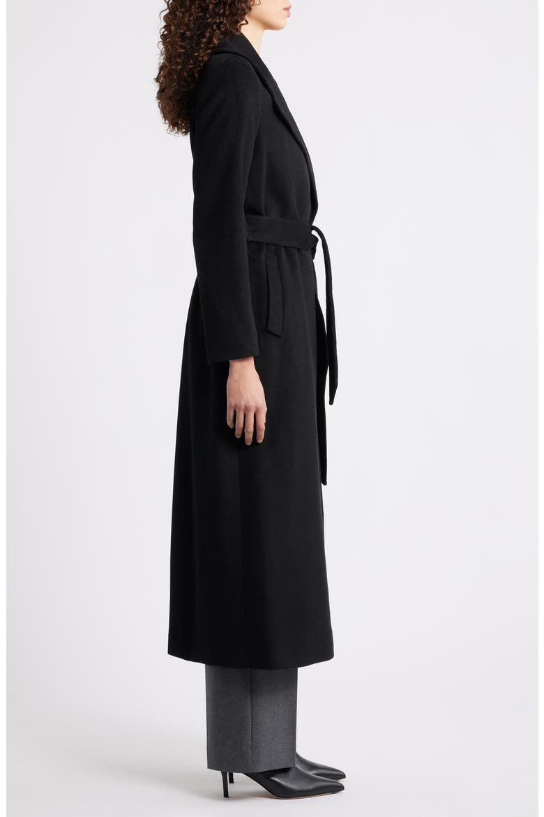 Belted Wool Blend Wrap Coat, Alternate, color, BLACK