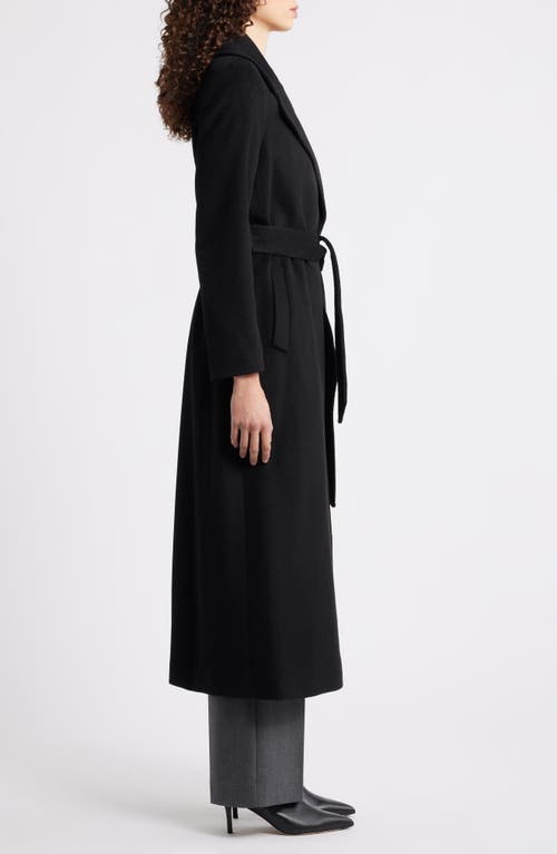 Ralph Lauren Lauren  Belted Wool Blend Wrap Coat In Black