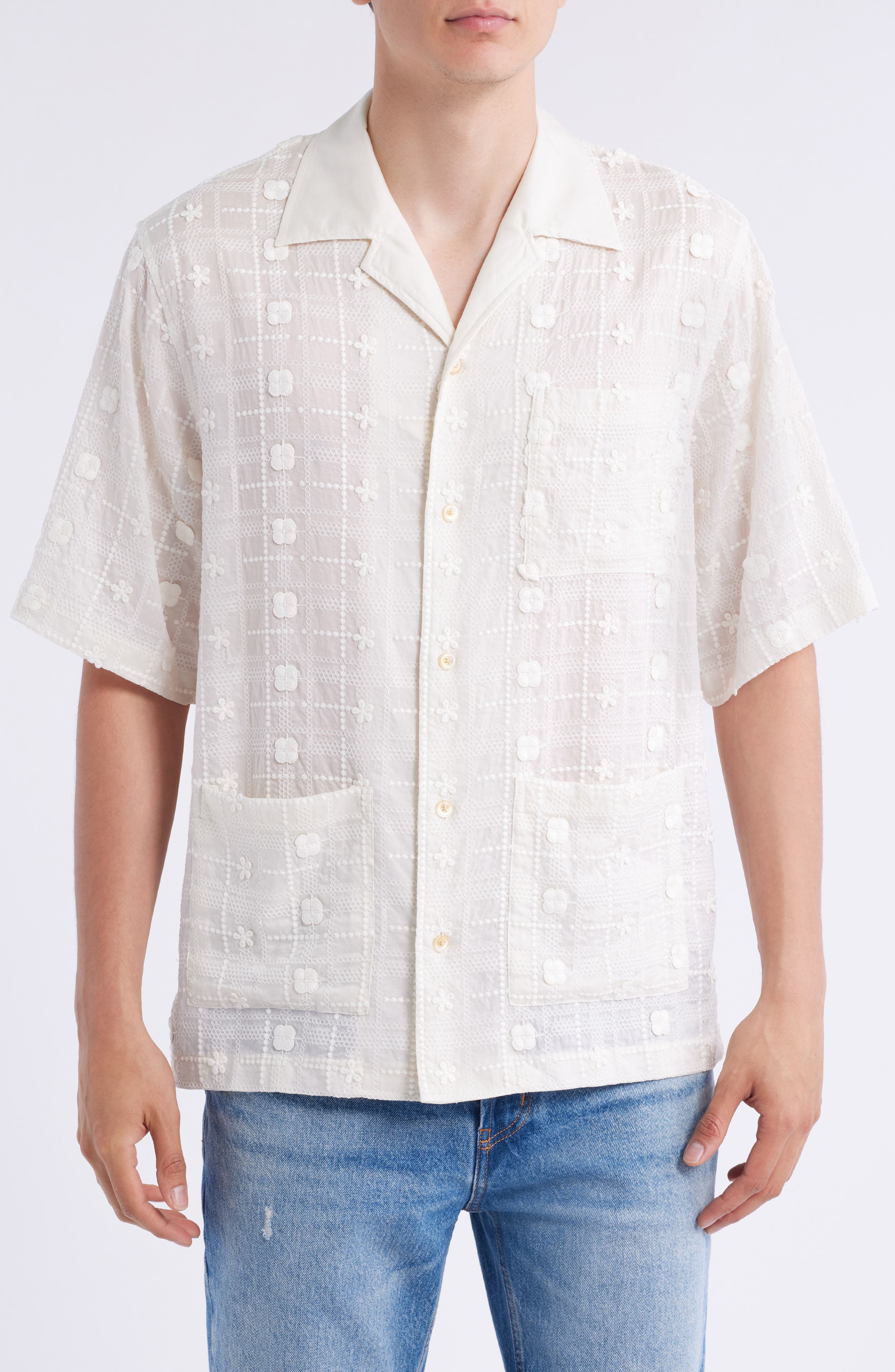 NN07 Ben 5026 Textured Short Sleeve Button-Up Shirt
