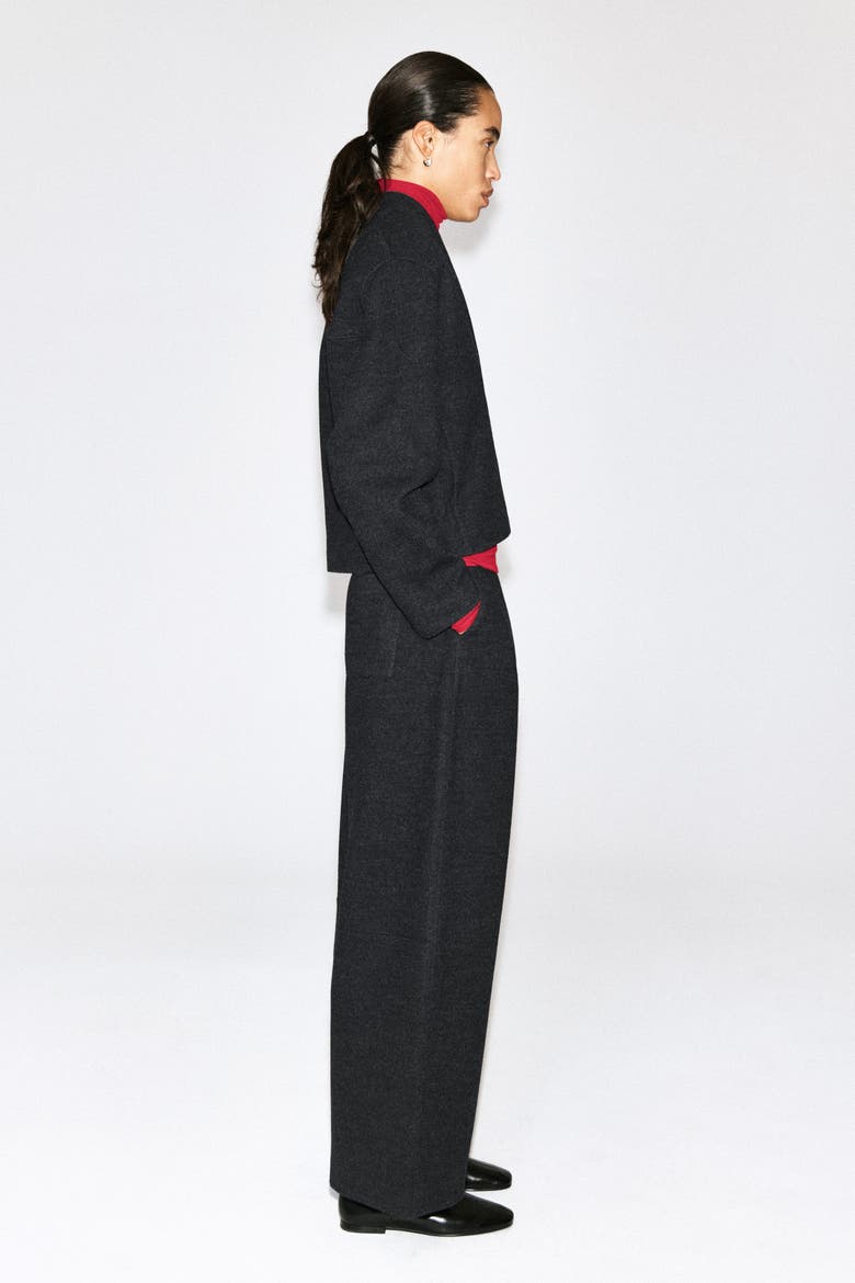 Boiled Wool-blend Shawl-collar Cardigan, Alternate, color, CHARCOAL MÉLANGE