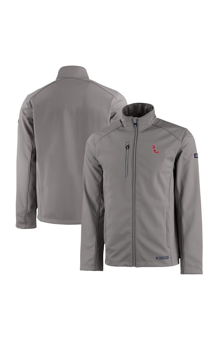 Cutter & Buck Men's Cutter & Buck  Gray Ole Miss Rebels Evoke Eco Softshell Recycled Full-Zip Jacket, Main, color, 