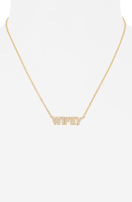 Leith Demi Fine Cubic Zirconia Stud Earrings & Wifey Necklace Set In Clear- Gold