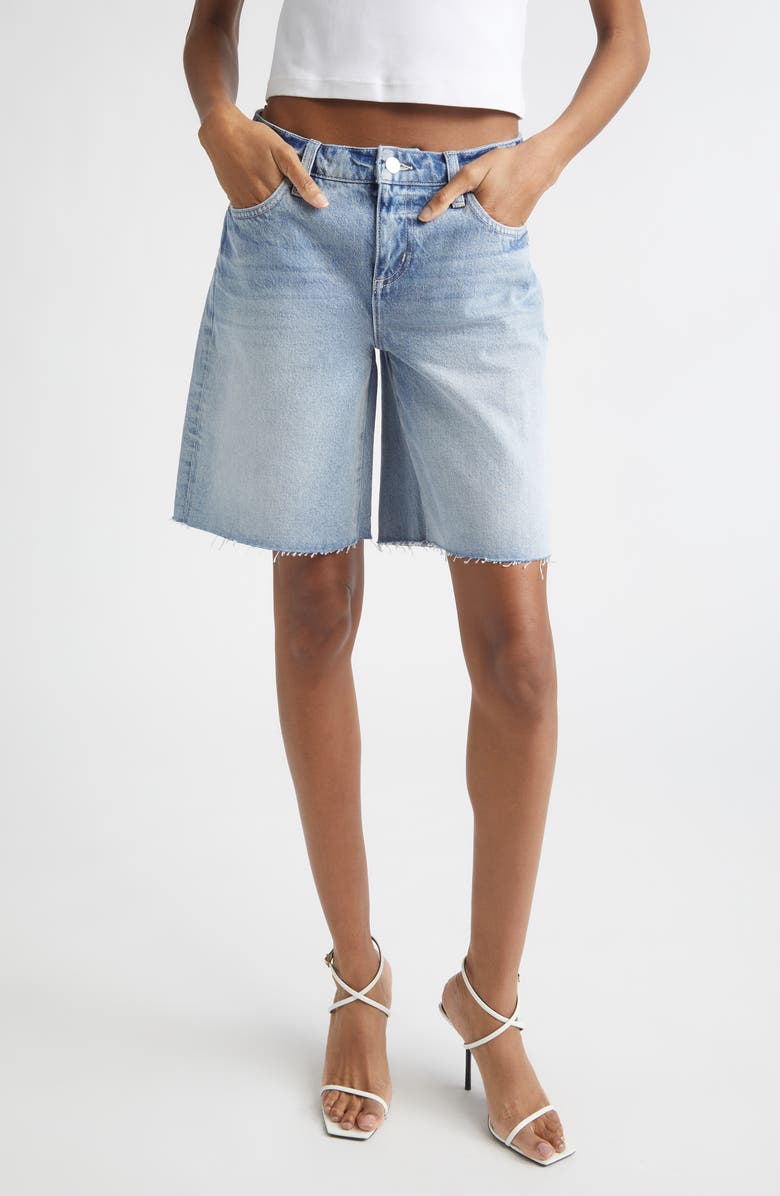 L'AGENCE River Raw Hem Denim Bermuda Shorts, Main, color, Zantana