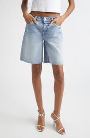 L'AGENCE River Raw Hem Denim Bermuda Shorts