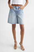 L'AGENCE River Raw Hem Denim Bermuda Shorts