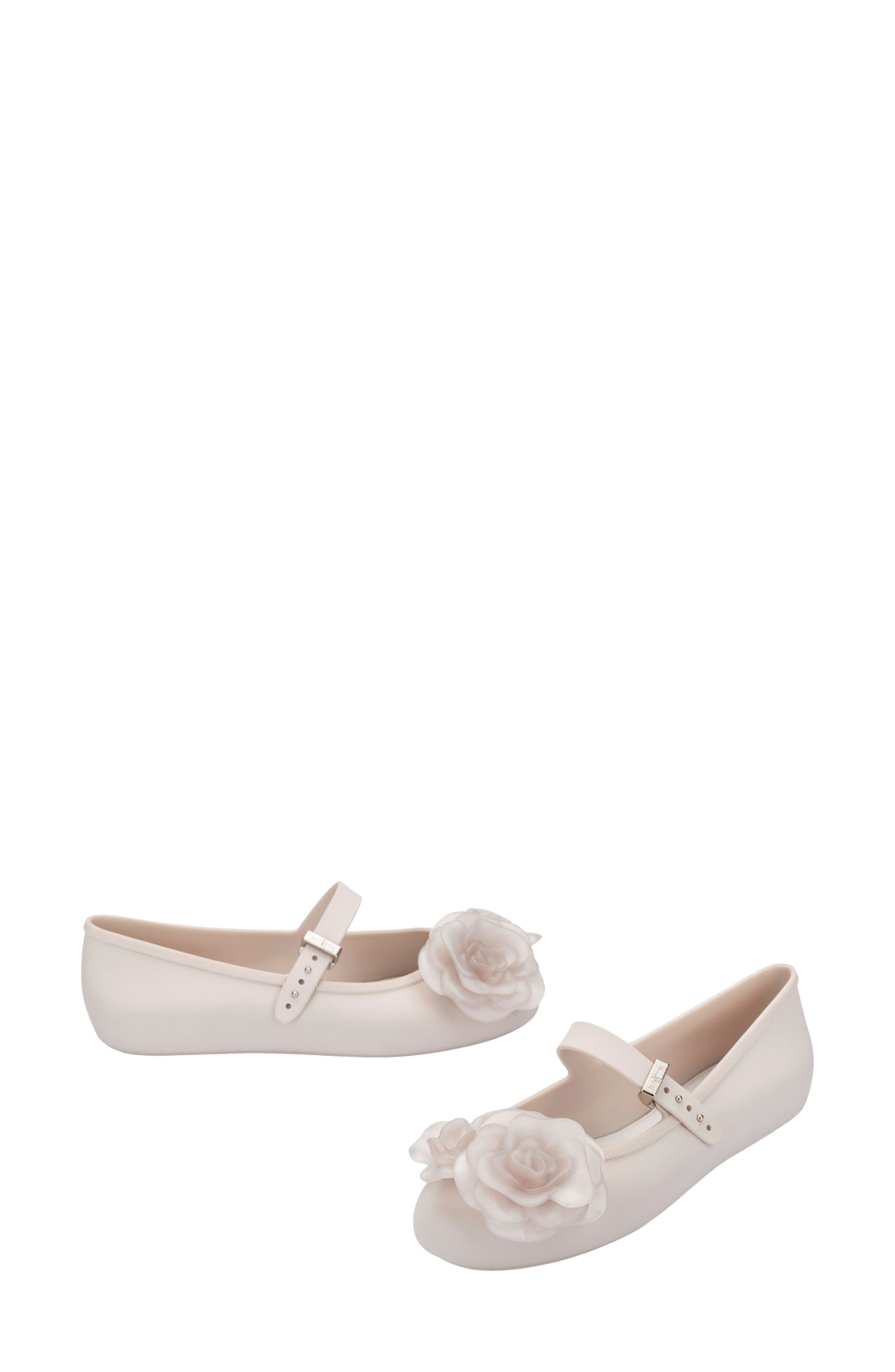 Melissa Soft Ballerina Petals Mary Jane Flat, Alternate, color, Beige