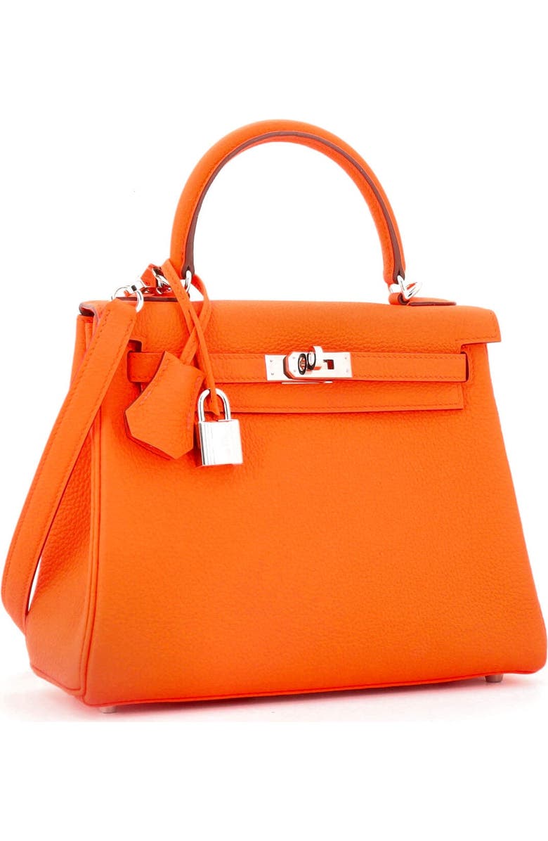 Pre-Owned Hermes Kelly Handbag Orange Togo with Palladium Hardware 25, Alternate, color, Orange Minium