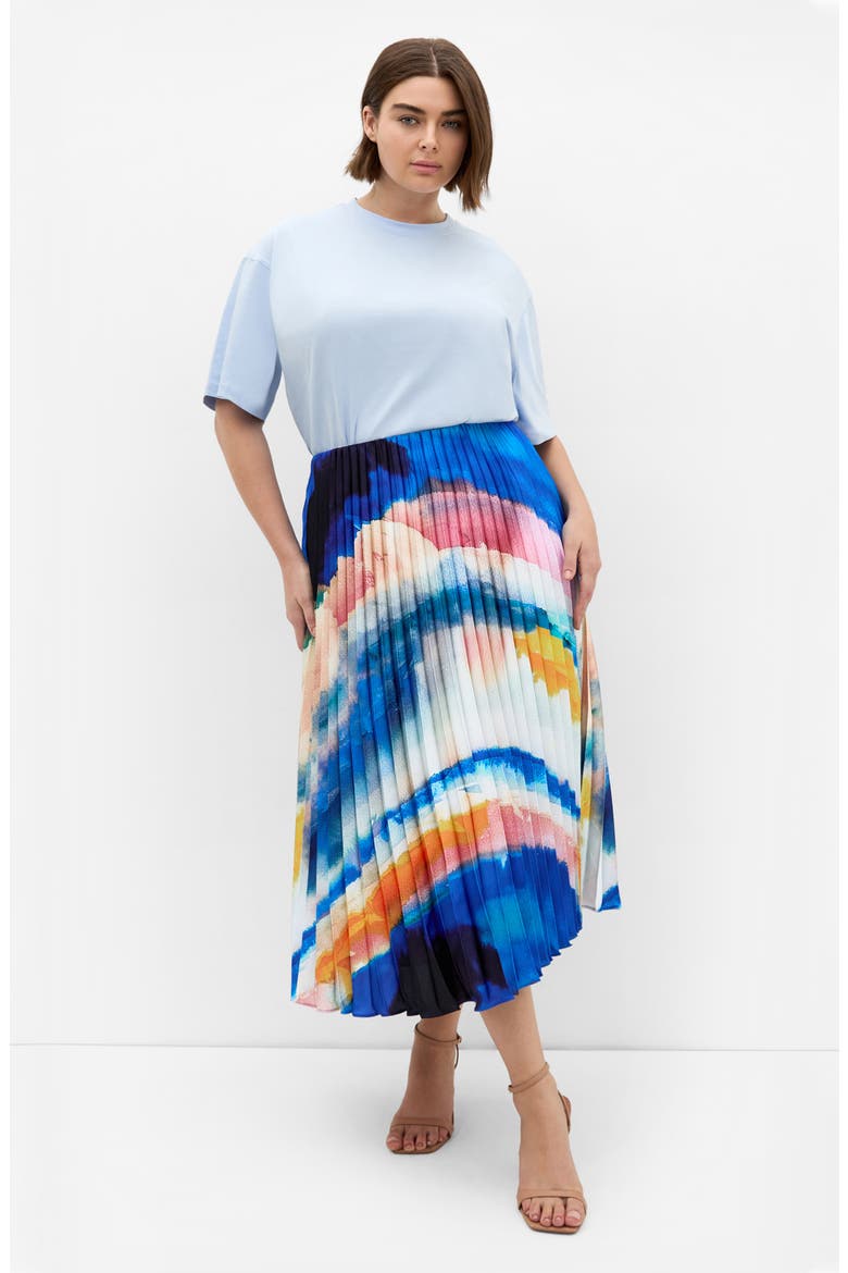 Celina Print Pleated Midi Skirt, Alternate, color, FACET