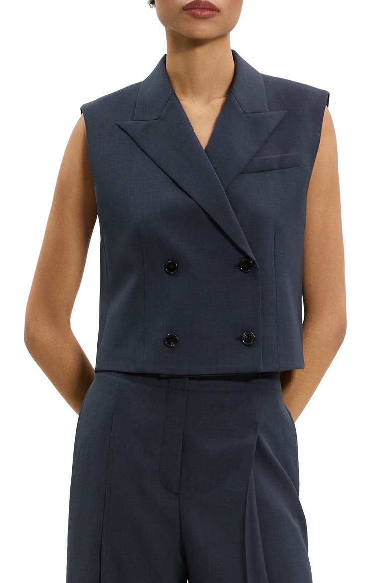 Double Breasted Crop Vest, Main, color, NOCTURNE NAVY