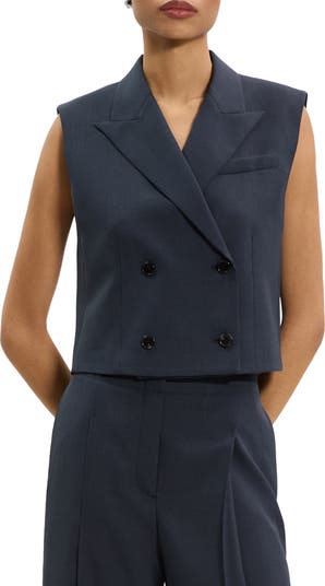 ボトムスその他 Theory Slightly Cropped Double-Breasted Vest With Peak City Twill Double-Breasted Vest | Theory